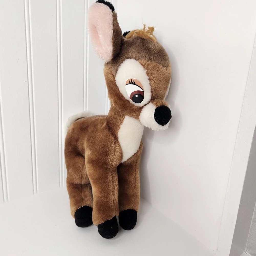 Vintage 1980s Disney World Bambi Plush Brown Soft Stuffed Animal Deer Disneyland